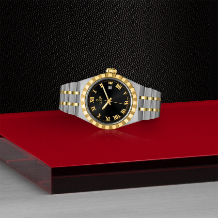 TUDOR Royal 28 mm steel case, yellow gold bezel watch