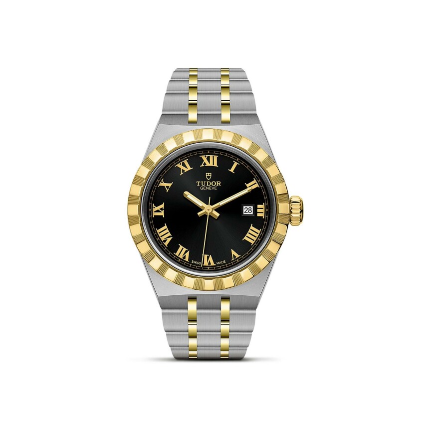 Montre TUDOR Royal boîtier en acier 28 mm, lunette en or jaune