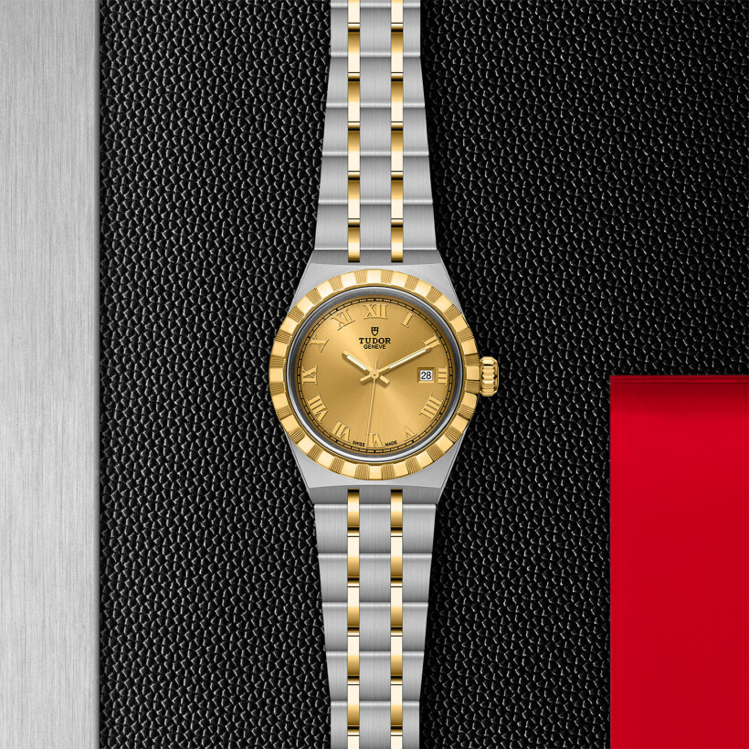 TUDOR Royal 28 mm steel case, yellow gold bezel watch
