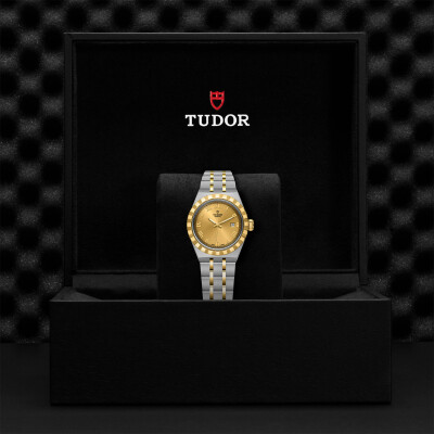 TUDOR Royal 28 mm steel case, yellow gold bezel watch