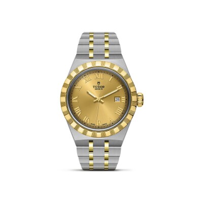 TUDOR Royal 28 mm steel case, yellow gold bezel watch