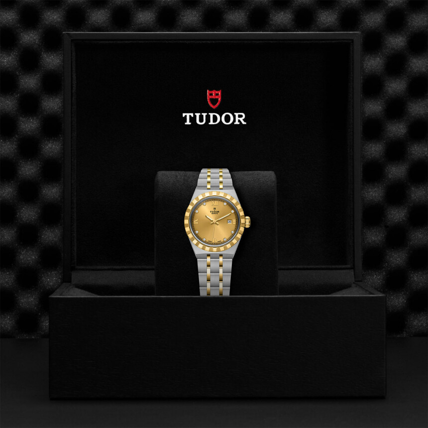 TUDOR Royal 28 mm steel case, diamond-set dial watch