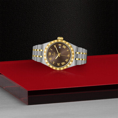 TUDOR Royal watch, 28mm steel case, Yellow gold bezel