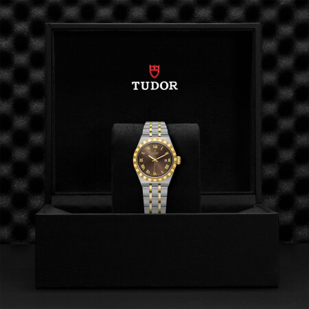 TUDOR Royal watch, 28mm steel case, Yellow gold bezel