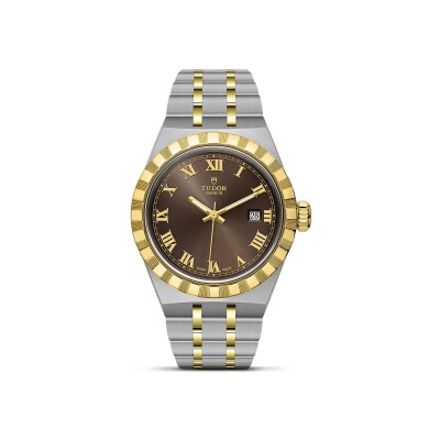 Montre TUDOR Royal boîtier en acier, 28 mm, lunette en or jaune