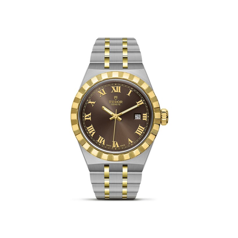 TUDOR Royal watch, 28mm steel case, Yellow gold bezel