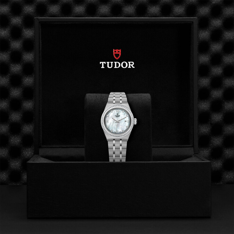 TUDOR Royal watch,28 mm steel case, diamond-set dial