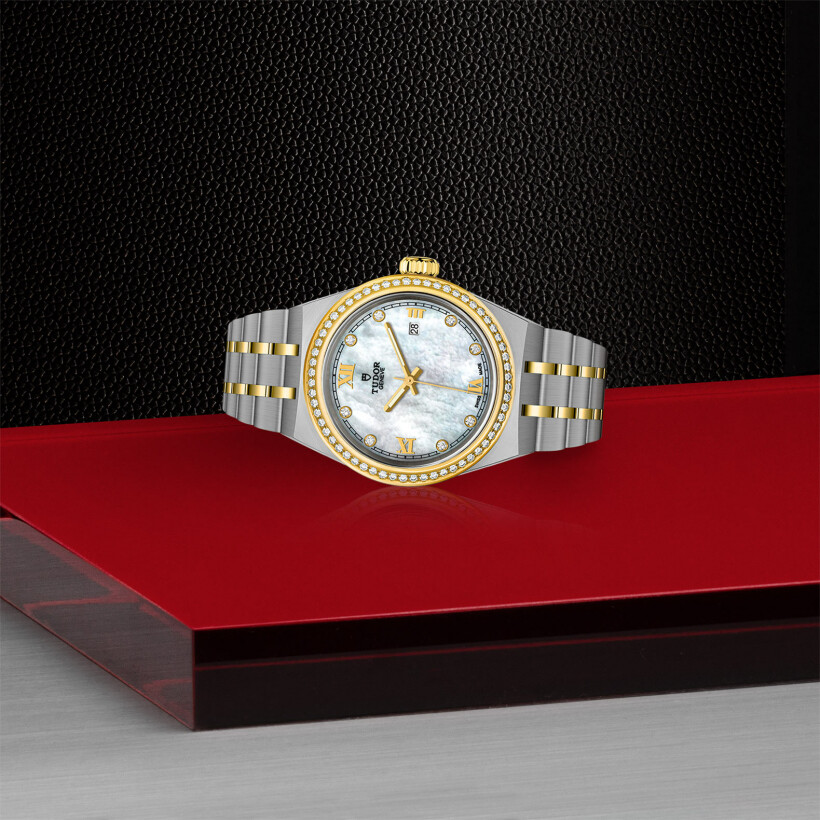TUDOR Royal watch,28 mm steel case, diamond-set dial