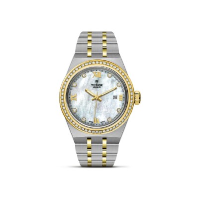 TUDOR Royal watch,28 mm steel case, diamond-set dial