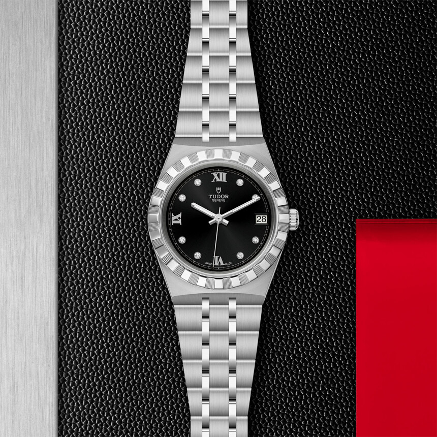 TUDOR Royal 34 mm steel case, diamond-set dial watch