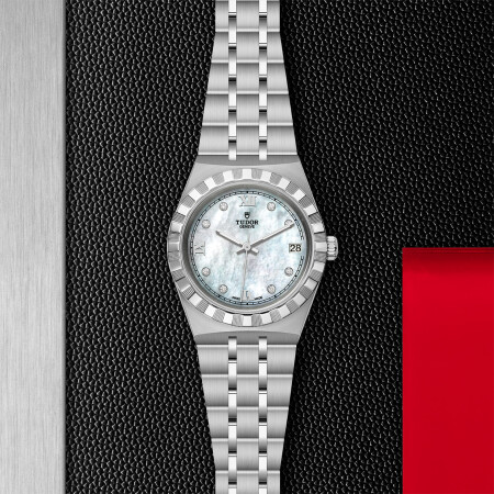 TUDOR Royal 34 mm steel case, diamond-set dial watch