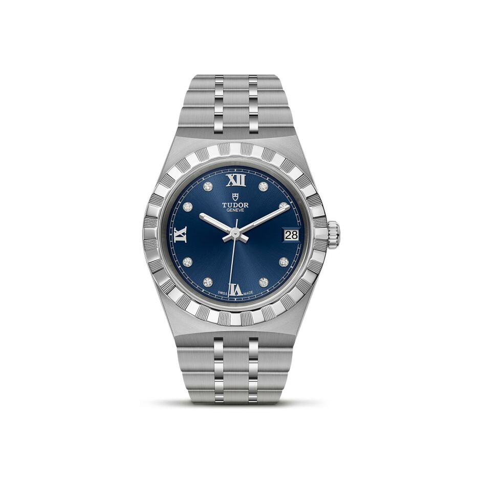 TUDOR Royal 34 mm steel case, diamond-set dial watch