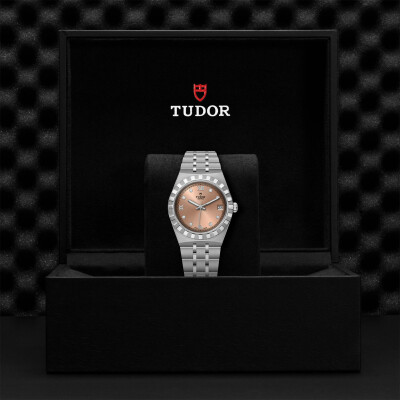 Montre TUDOR Royal boîtier en acier, 34 mm, cadran serti de diamants