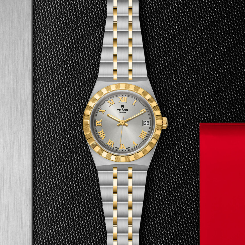 Montre TUDOR Royal boîtier en acier 34 mm, lunette en or jaune