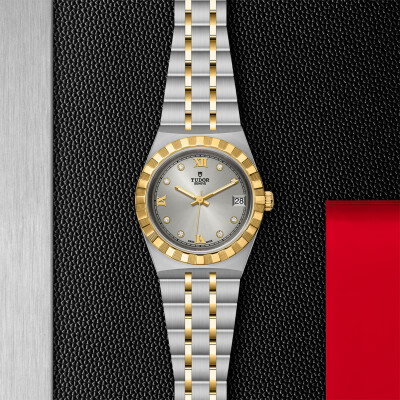 TUDOR Royal 34 mm steel case, diamond-set dial watch