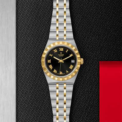 TUDOR Royal 34 mm steel case, yellow gold bezel watch