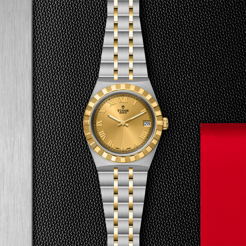 TUDOR Royal 34 mm steel case, yellow gold bezel watch