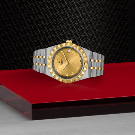 TUDOR Royal 34 mm steel case, yellow gold bezel watch