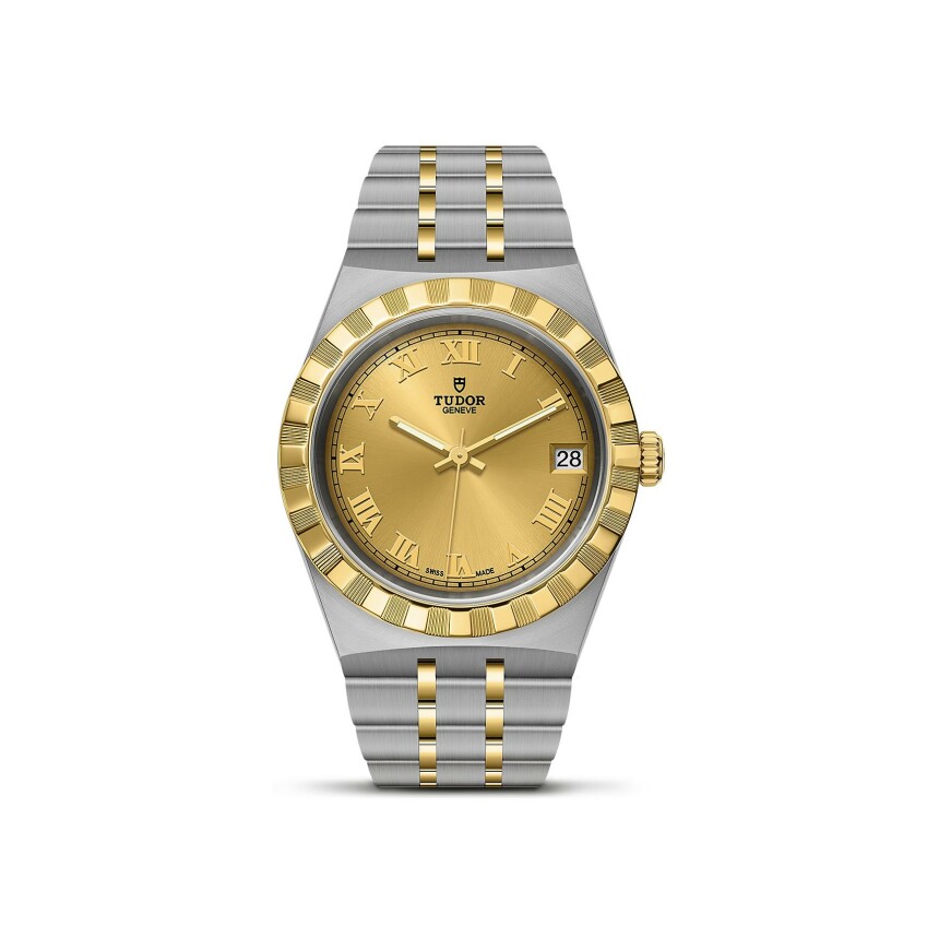 Montre TUDOR Royal boîtier en acier 34 mm, lunette en or jaune