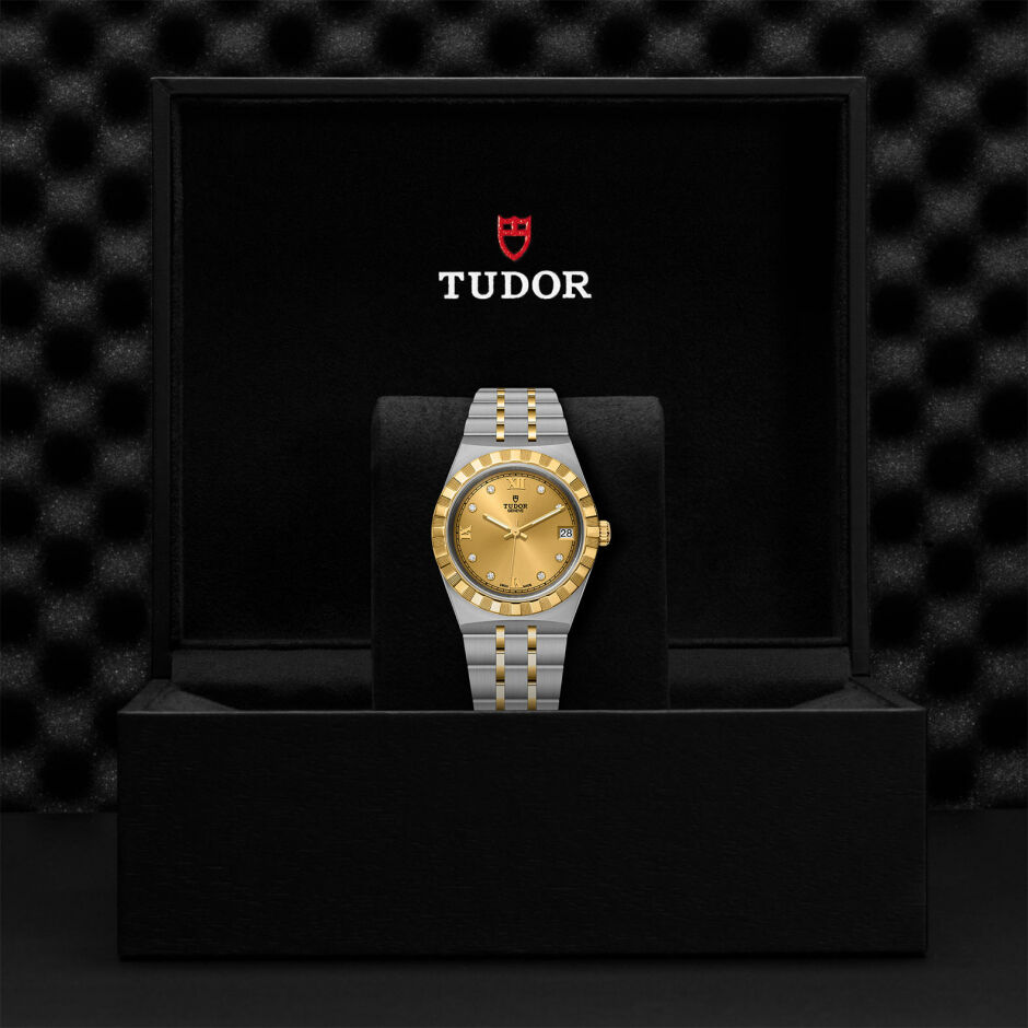 TUDOR Royal steel case 34 mm watch, dial set with diamonds