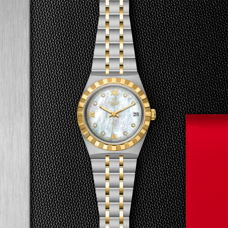 TUDOR Royal 34 mm steel case, diamond-set dial watch