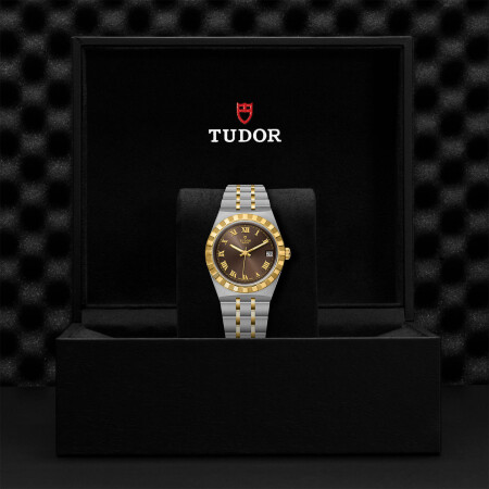 TUDOR Royal watch, 34mm steel case, Yellow gold bezel