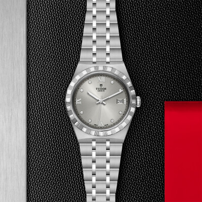 TUDOR Royal 38 mm steel case, diamond-set dial watch