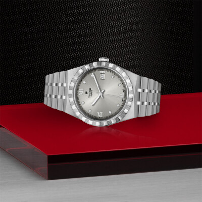 TUDOR Royal 38 mm steel case, diamond-set dial watch