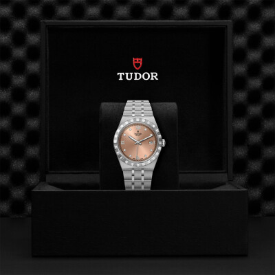 Montre TUDOR Royal boîtier en acier, 38 mm, cadran serti de diamants