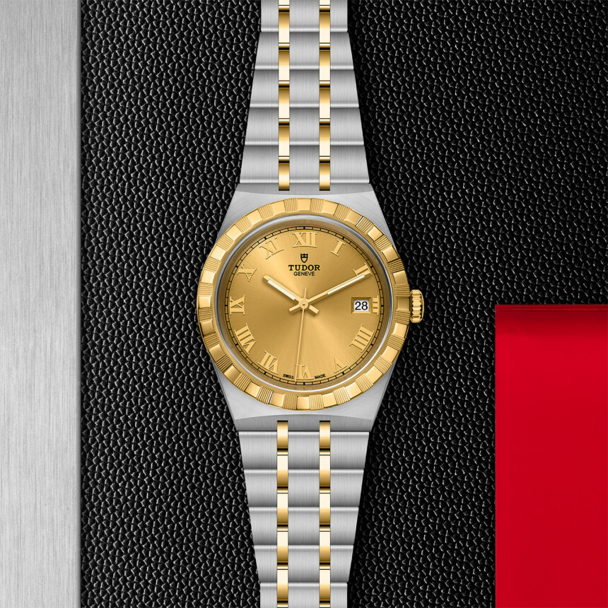 TUDOR Royal 38 mm steel case, yellow gold bezel watch