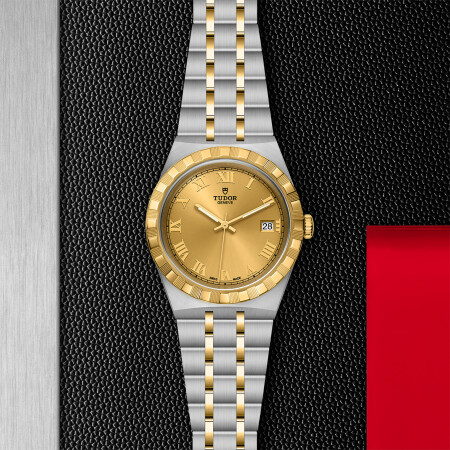 TUDOR Royal 38 mm steel case, yellow gold bezel watch