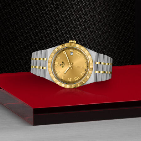 TUDOR Royal 38 mm steel case, yellow gold bezel watch