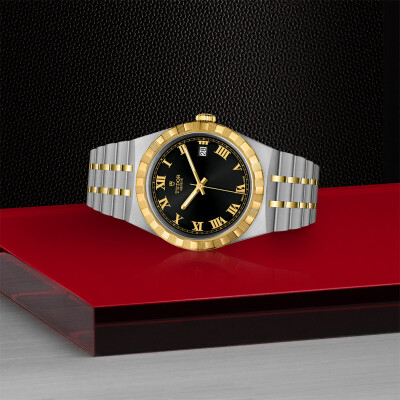 TUDOR Royal 38 mm steel case, yellow gold bezel watch