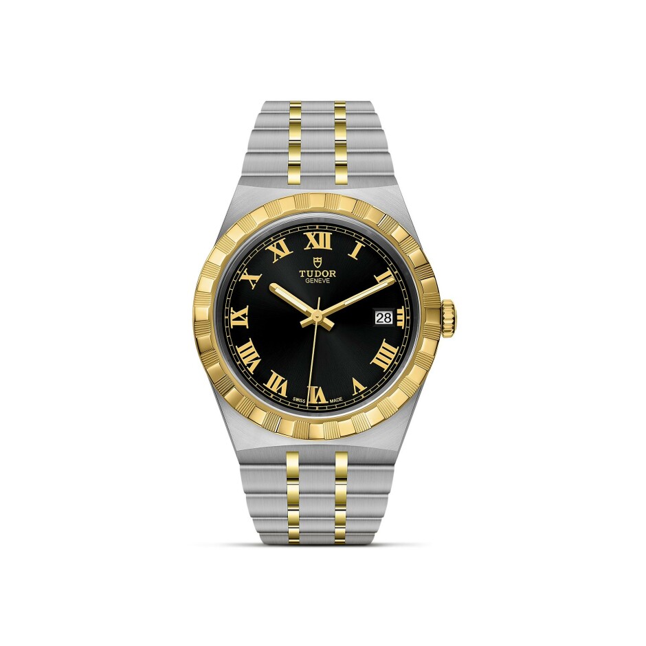 Montre TUDOR Royal boîtier en acier 38 mm, lunette en or jaune