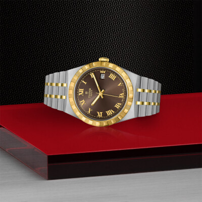 TUDOR Royal watch, 38mm steel case, Yellow gold bezel