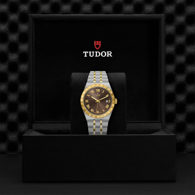 Montre TUDOR Royal boîtier en acier, 38 mm, lunette en or jaune