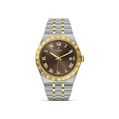 Montre TUDOR Royal boîtier en acier, 38 mm, lunette en or jaune