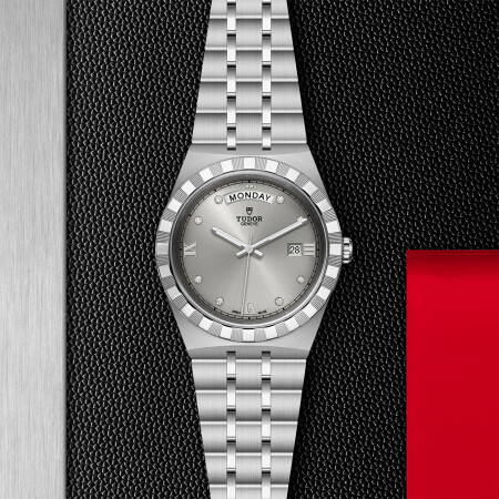 TUDOR Royal 41 mm steel case, diamond-set dial watch