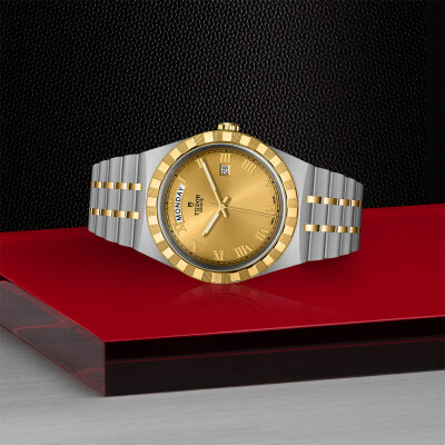 Montre TUDOR Royal boîtier en acier 41 mm, lunette en or jaune