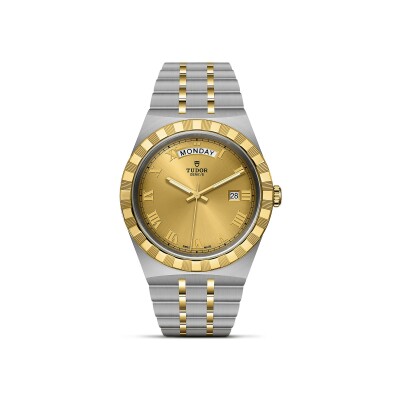 Montre TUDOR Royal boîtier en acier 41 mm, lunette en or jaune