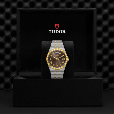 TUDOR Royal watch, 41mm steel case, Yellow gold bezel