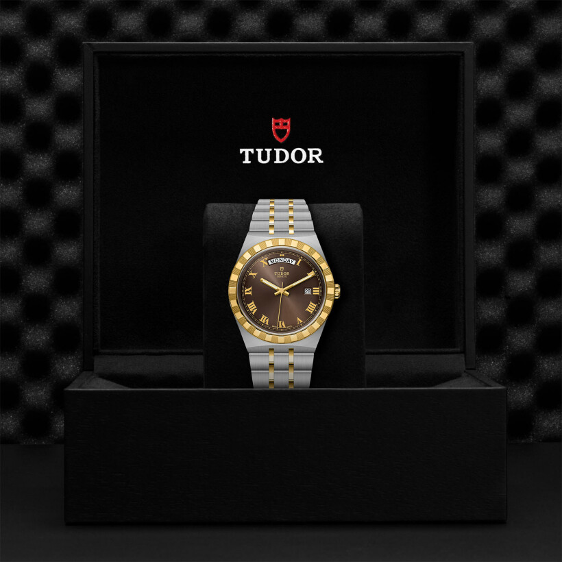 TUDOR Royal watch, 41mm steel case, Yellow gold bezel