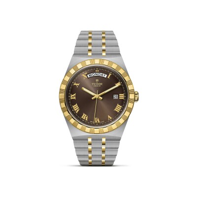 TUDOR Royal watch, 41mm steel case, Yellow gold bezel