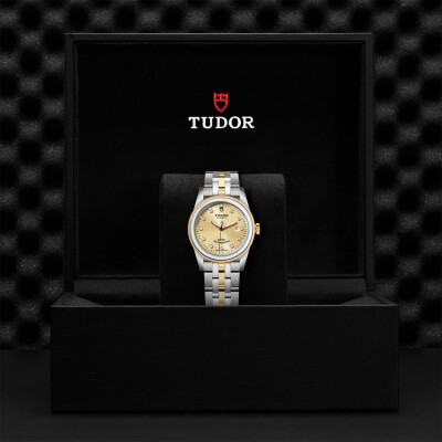 TUDOR Glamour Date watch, 31 mm steel case, diamond-set dial