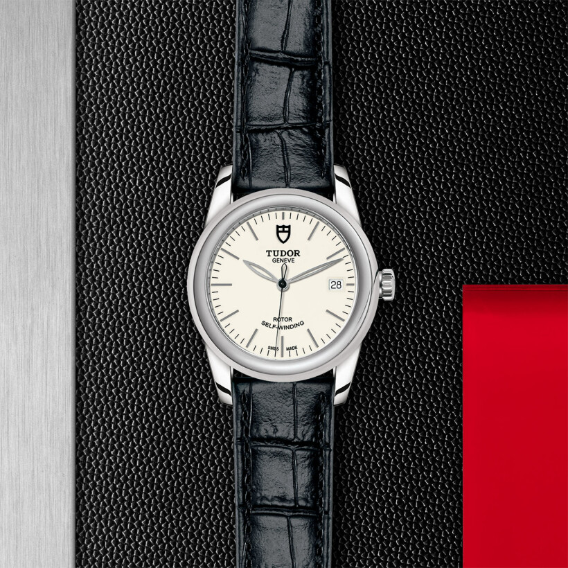 TUDOR Glamour Date watch, 36 mm steel case, opaline dial