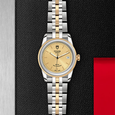 TUDOR Glamour Date watch, 36 mm steel case, steel and gold bezel