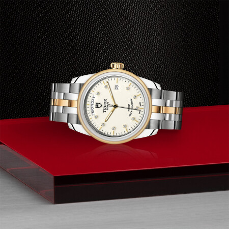 TUDOR Glamour Date+Day watch, 39 mm steel case, diamond-set dial