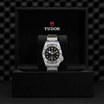 Montre TUDOR Black Bay P01 boîtier en acier 42 mm, bracelet en cuir brun