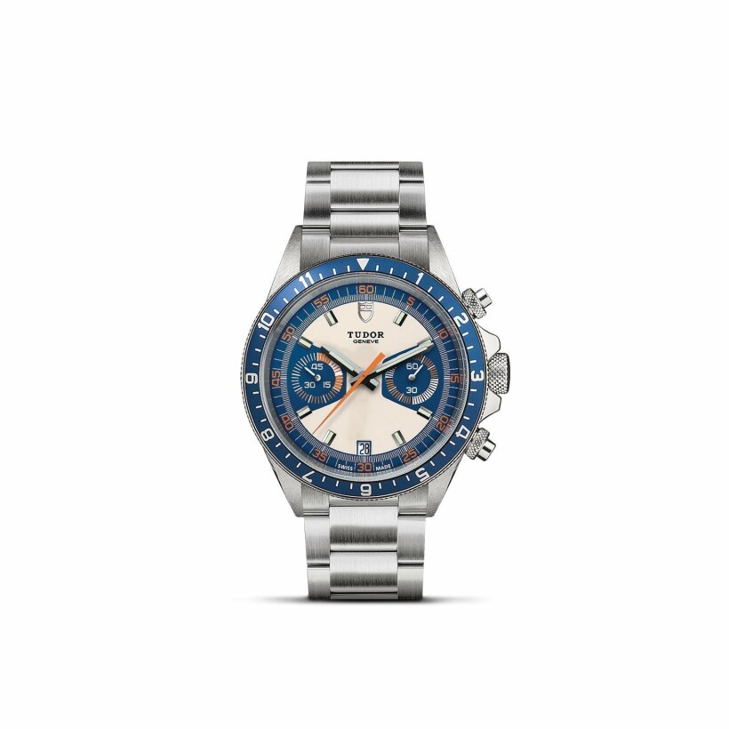 Montre TUDOR Heritage Chrono Blue cadran opalin et bleu, bracelet en acier