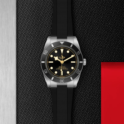 TUDOR Black Bay 54 watch, 37mm steel case, Black rubber strap